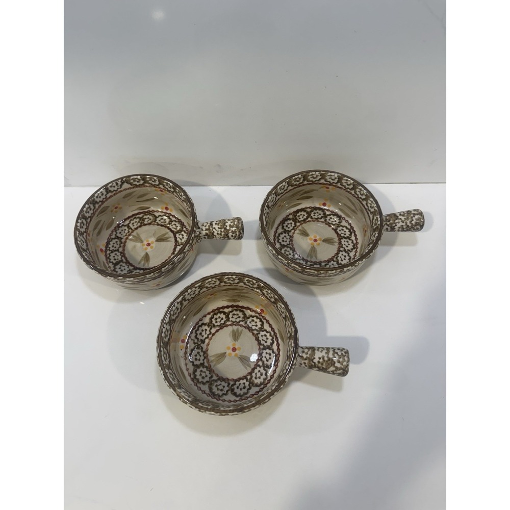 Set of 3 Temptations by Tara Old World Brown 15oz. Handled Soup Crocks MINT TT13